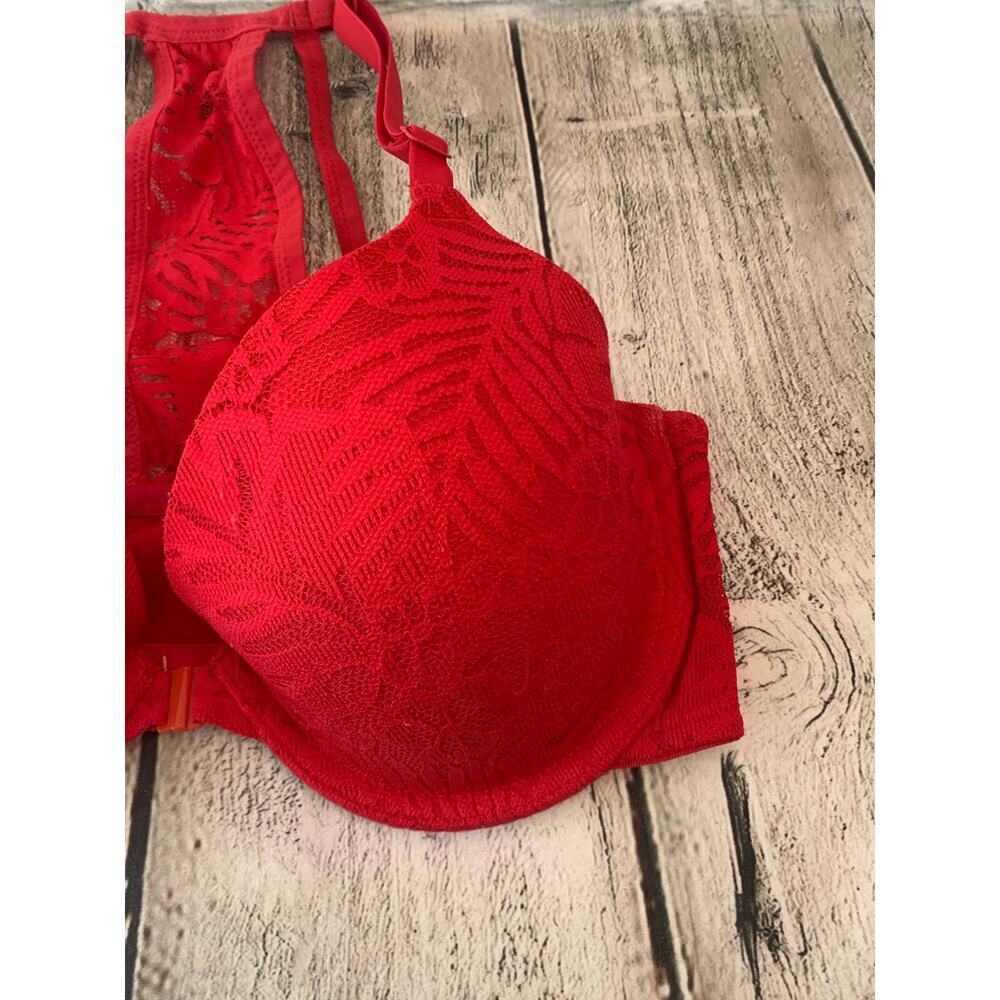 PINK BY VS Women's Red Lace Lightly Lined Underwire Bra / Size: 32DD - Picture 2 of 11